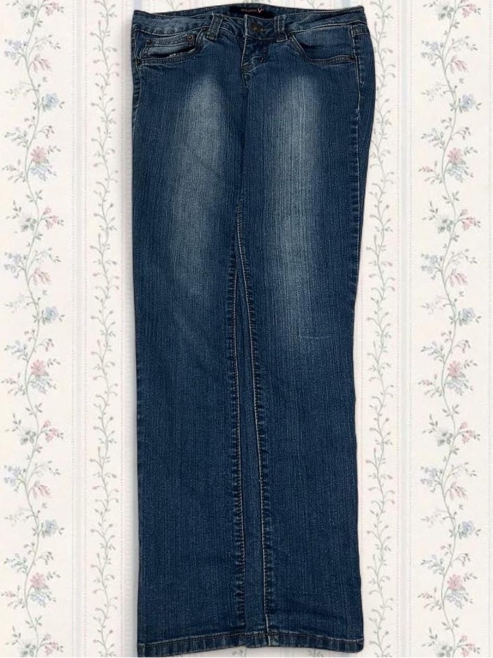 Classic Women's dark blue low waisted Y2K Slim Straight Jeans seductions